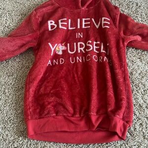 Red very soft sweater with hood! Very soft!